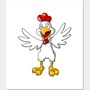 Happy Cartoon Chicken Posters and Art